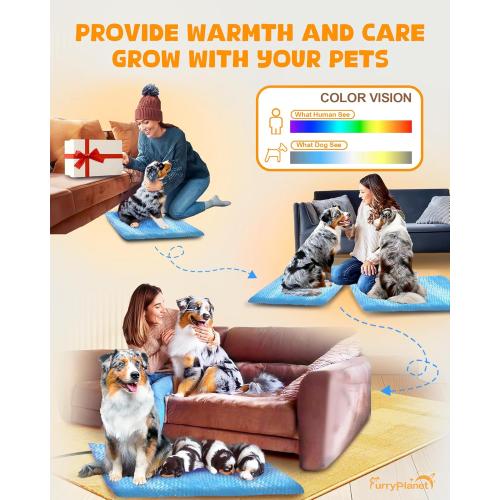 Blue Size Medium Upgrade Dog Cat Heating Pad with 2 Covers&840D Storage Bag,Adjustable Temperature Electric Pet Heating Pad with Timer,Waterproof Heated Bed Mat with Chew-Proof Cord,M