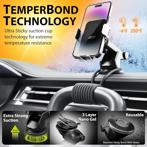 Bracketron PwrUp Auto 15W Qi Fast Wireless Charging Car Mount Dashboard Windshield Air Vent Cell Phone Charger Cellphone Holder Desk Night Stand