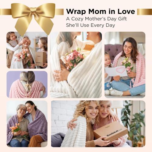 Bedsure GentleSoft White Throw Blanket for Couch - Mothers Gifts Day Birthday Gifts for Women Mom Her, Soft Cozy Fleece Throw Blanket for Girl, Room Home Bedroom Spring Decor, Off White, 50x60 Inches