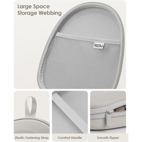 Headphone Case Hard Shell Super-Slim for Sony/JBL/Bose/Soundcore Anker/BERIBES KVIDIO TOZO JLab Over-Ear Headphones Universal Portable Travel Organizer Bag (Beige)