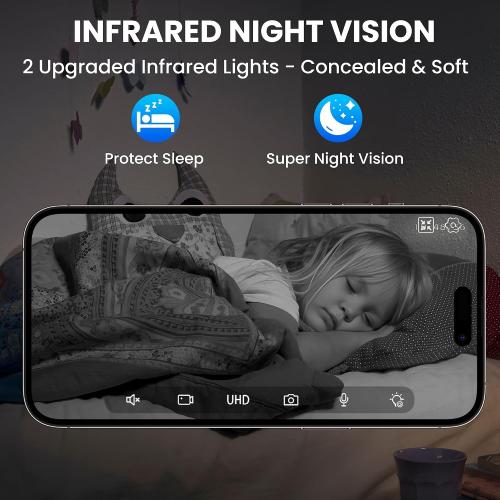 Indoor Camera, 2K Cameras for Home Security with Color Night Vision & Siren, 2-Way Audio for Pet/Dog/Baby/Nanny, 2.4GHz WiFi Camera, Cloud & SD Card Storage, Works w/Alexa, Magnetic Base