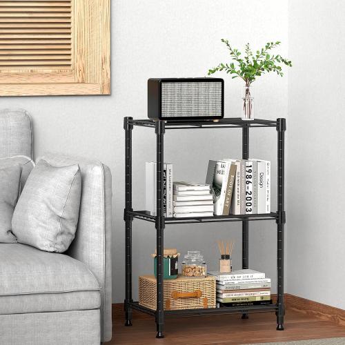 Black 11.8 D x 17.7 W x 26.3 H Shelving 450 lbs Steel Storage Shelving 3-Tier Utility Shelving Unit Steel Organizer Wire Rack for Home,Kitchen,Office (11.8 D x 17.7 W x 26.3 H)