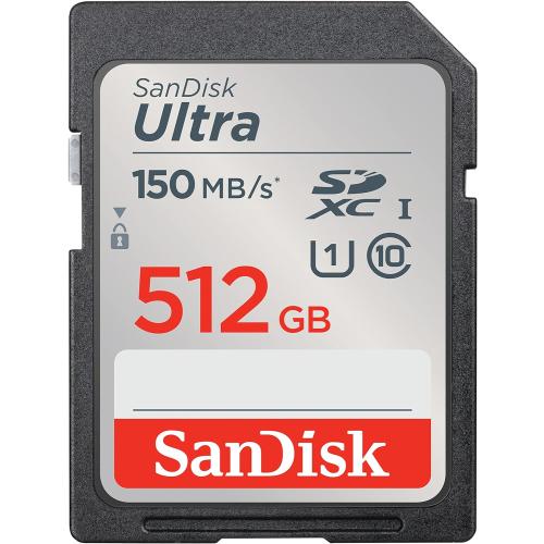 SanDisk 512GB Ultra SDXC UHS-I Memory Card - Up to 150MB/s, C10, U1, Full HD, SD Card - SDSDUNC-512G-GN6IN