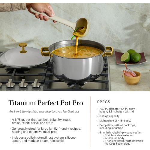 Our Place Titanium Pro Cookware Set | Pots and Pans Set with Always Pan Pro, Perfect Pot Pro & Minis | Non-Toxic No-Coating Nonstick | Induction & Oven-Safe up to 750°F | Gold