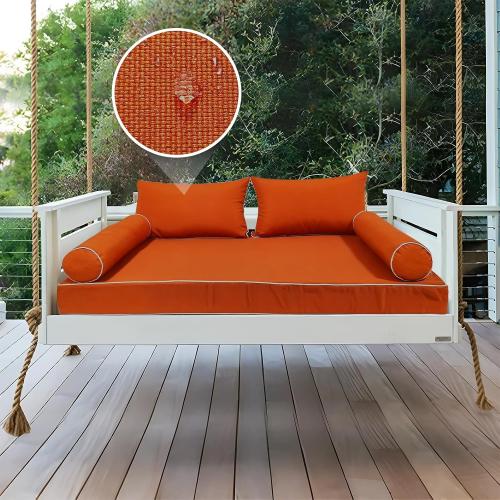 Outdoor Daybed Cushion Cover Twin,Daybed Mattress Bolster Pillow Fitted Sheet Cover,Twin Size Outdoor Daybed Cushion Covers (Spice Orange, 75 * 39 * 6in)