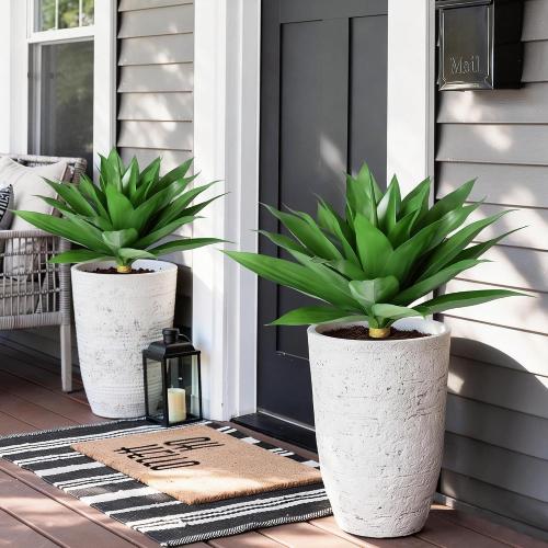 Ivydale Artificial Outdoor Plants, 2 PCS 28 Artificial Agave Plant for Outdoors Outside UV Resistant Large Fake Plants Realistic Greenery for Planter Porch Patio Yard Garden Indoor Decoration
