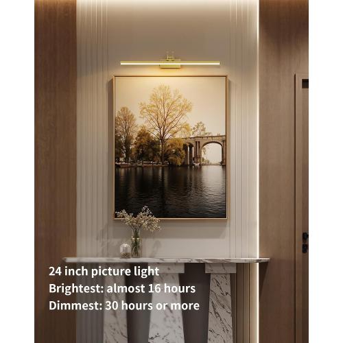 KDG LED Cordless Wall Picture Light with Remote, 7000mAh Rechargeable Dimmable Art Lighting, Adjustable Swing Arm, Picture Frame Light for Gallery, Living Room, Hallway, 24 inch, Bronze