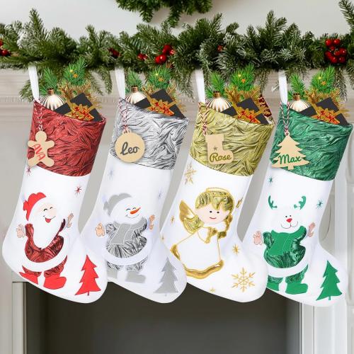 4 Pack Christmas Stocking,18 Inches Christmas Stockings Christmas Decorations for Family Holiday Party (GreenA)