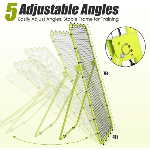 7x4 FT Volleyball Rebounder Net, 5-Angle Adjustable with Steel Frame & High-Tension PE Netting, for Lacrosse, Baseball, Soccer Practice Perfect for Setting, Spiking, and Bumping