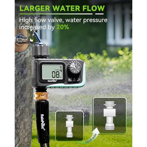 RAINPOINT Sprinkler Timer, Programmable Water Timer for Garden Hose, Outdoor Soaker Hose Timed with Rain Delay/Manual/Automatic Watering System, Digital Irrigation for Yard, Lawn, 1 Outlet