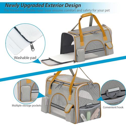 18x11x11 Inches Cat Carrier– Fits Pets Up to 17 lbs, Anti-Collapse Design, Multiple Storage Pockets, Cat Carrier Soft Ideal for Medium Cats, Puppy, Rabbits and Other Small Animals