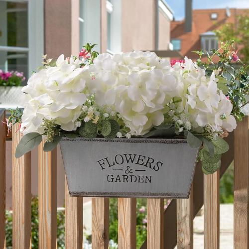 White Hydrangea Artificial Flowers Bulk, 20Pcs Silk Flower Heads with Stems
