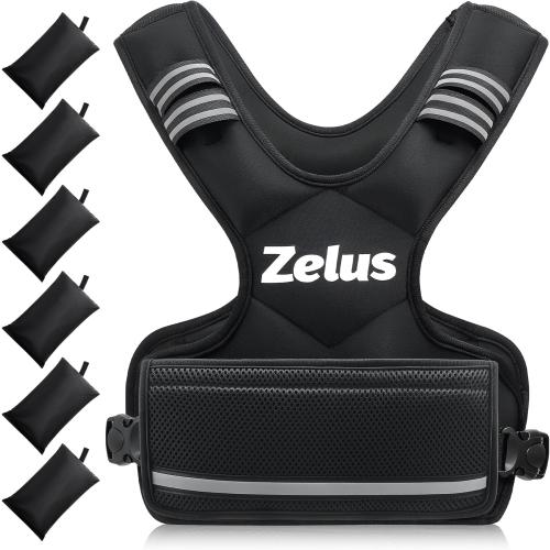 ZELUS Weighted Vest for Men and Women |  Vest with 6 Ironsand Weights for Home Workouts | Adjustable Body Weight Vest Exercise Set for Cardio and Strength Training