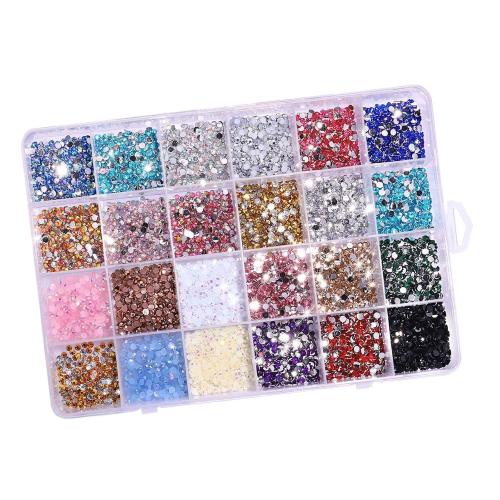 Nail Art Rhinestones Mixed Flat Back Gemstone Set Glitter Decor Resin suitable for clothing making, Dark Color