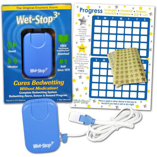3 Blue Bedwetting Enuresis Alarm with Loud Sound and Strong Vibration for Boys or Girls, Proven Solution for Bedwetters