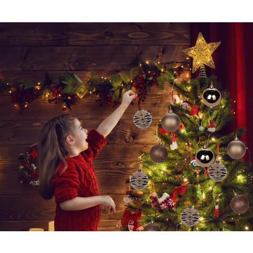 3.15 Christmas Ball Ornaments Brown 12 Pcs Shatterproof Christmas Tree Decorations Xmas Tree Medium Christmas Ornaments Balls with Hanging Loop for Halloween Wedding Holiday Party Wreath Home Decor