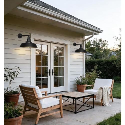 18 Large Gooseneck Barn Light - Outdoor Barn Light is Made of Durable, Rust-Resistant Materials for Long-Lasting use, Black Industrial Lighting Fixture for Farmhouse Garage Patio