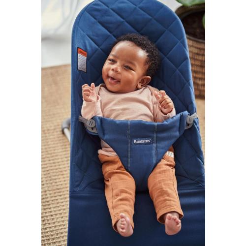 BabyBjörn Bouncer Bliss, Midnight Blue, Woven, Classic Quilt | 2-in-1 AdjustableBaby Bouncer Seat and Toddler Chair, Newborn to Toddler (8-29 lbs), 4 Positions, Lightweight & Portable