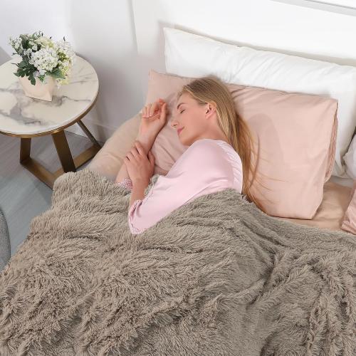 Tuddrom Decorative Extra Soft Faux Fur Throw Blanket 50x60,Solid Reversible Fuzzy Lightweight Long Hair Shaggy Blanket,Fluffy Cozy Plush Fleece Comfy Microfiber Blanket for Couch Sofa Bed,Khaki