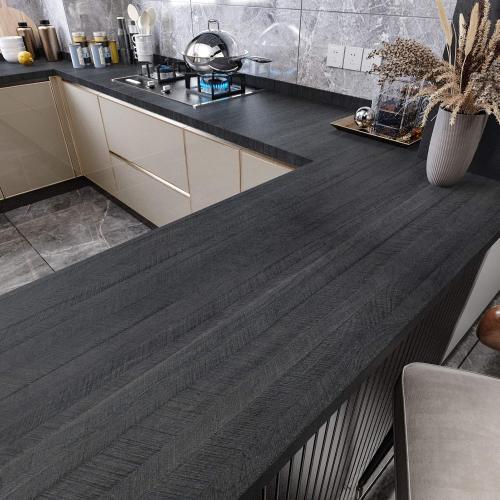 WESTICK Large Black Wood Wallpaper Peel and Stick Wood Grain Contact Paper 36x394 Wooden Wallpaper Self Adhesive Removable Wooden Vinyl Countertop Contact Paper for Kitchen Countertops Desk Cabinets