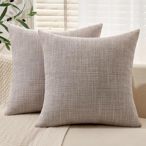 MIULEE Burlap Linen Throw Pillow Covers 18x18 Inch Set of 2 Khaki Decorative Pillows Modern Farmhouse Pillowcases Soft Accent Cushion Covers for Outdoor Couch Sofa Bedroom Livingroom Home Decor