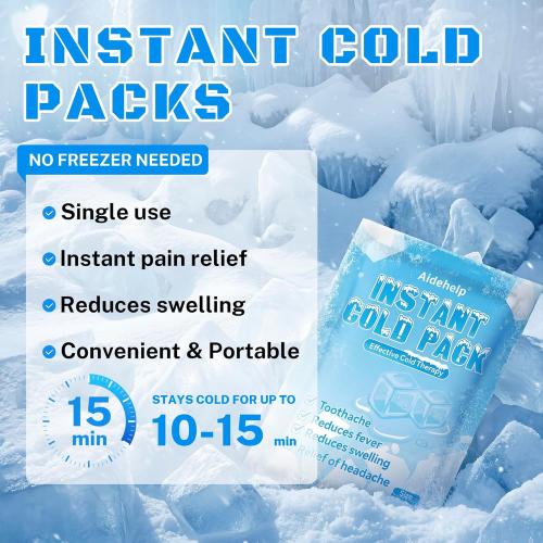25 Pack Instant Cold Packs (4.3 x 5.9) - Disposable Ice Packs for Injuries | Cold Compress Ice Pack for Pain Relief, Swelling, Inflammation, Sprains, Toothache - Cold Pack for Athletes