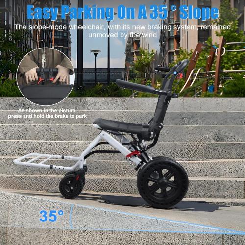BLACK Ultra-Light Folding Transport Wheelchair for Adults & Seniors, 20 Portable Wheelchair with Telescopic Handle & 12 Solid Wheels 120kg Capacity Compact for Tight Spaces (Only 14lbs) White M
