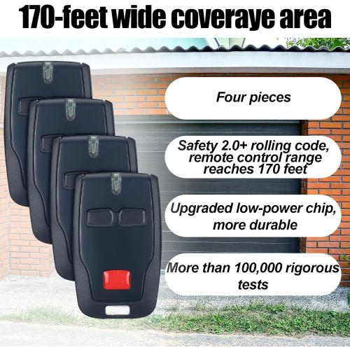 Kingdder 4 Pcs 2 Channel Remote Control Compatible with BFT Mitto B RCB02 R1, 433.92mhz Gate Opener Remote Control Transmitter for All Kinds of Doors, Easy to Program