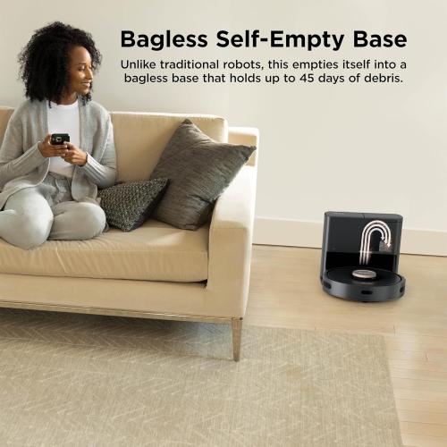 Shark AV2501AE AI Robot Vacuum with XL HEPA Self-Empty Base, Bagless, 60-Day Capacity, LIDAR Navigation, Perfect for Pet Hair, Compatible with Alexa, Wi-Fi Connected, Carpet & Hard Floor, Black