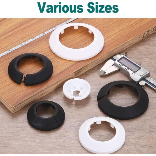 uxcell Escutcheon Plate, 2Pcs 63mm - Fit 2.37 Outer Diameter Split Pipe Flange Water Pipe Cover Collar Decoration, PP Plastic Plumbing Cover Plates (White)