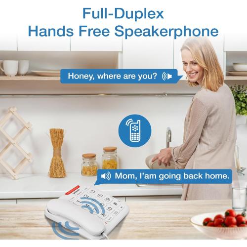 VTech SN1107 Corded Phone with Oversized High-Contrast Buttons, Talking Digits for Seniors, 10 Number Speed Dial, Visual Ringer, Full-Duplex Speakerphone