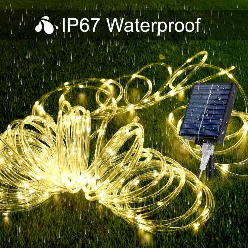 WIND STAR Solar Rope Lights Outdoor, 72FT 200 LED Solar Powered Tube String Lights Decorative with Remote, 8 Modes IP67 Waterproof, for Yard Garden Fence Party Camping Wedding, Warm White