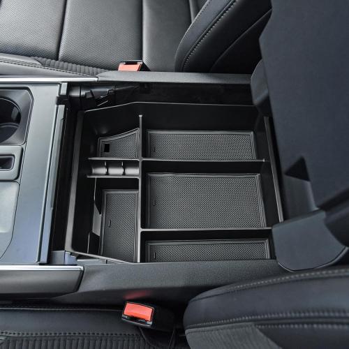 EDBETOS Center Console Organizer Compatible with Ford F150 2021-2023 Accessories (40/Console/40 Front-Seats ONLY) F-150 Armrest Box Interior Pallet Secondary Storage Box Insert Tray, Black
