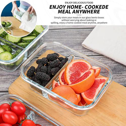 10 Packs 30oz Glass Meal Prep Containers 2 Compartments,Glass Food Storage Containers with Lids,Airtight Lunch Bento Boxes,Oven,Freezer and Dishwasher Safe, White