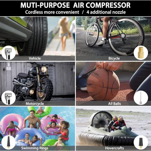 2000A Car Battery Jump Starter with Air Compressor 12V Battery Jumper Box Car Start Booster Up to 10L Gas/8L Diesel Engines with 400W AC Inverter, LED Light