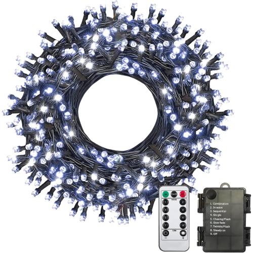 ITICdecor 33ft 100 LED Christmas String Lights, Waterproof Fairy Starry String Lights Battery Operated, 8 Modes Decorative Lights for Indoor Outdoor Xmas Tree Party Garden (White)