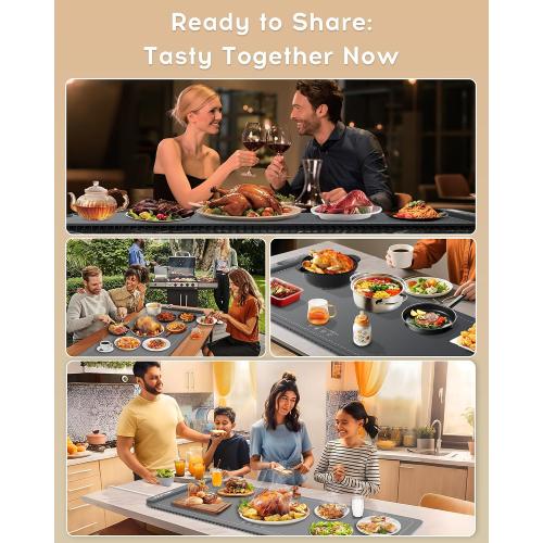 Warming Mat For Food Extra Large 36x16 580W Food Warmer Chafing Dishes for Buffet,Food Warming Mat,Food Warmers for Parties Buffet,6 Temp 6 Hour Timer Heating Mat for Food Christmas Gifts