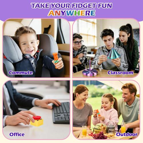 16PCS 3D Printed Fidget Toys, Sensory Toys for Kids with Autism ADHD, Classroom Treasure Box & Calm Down Corner Must Haves, Stress Relief Gifts for Kids Teens Adults