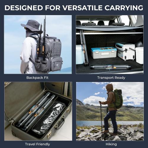 KastKing Spartacus Passage Travel Fishing Rods, Portable 4-Piece Spinning & Casting Rods, Extra Twin-Tip, IM7 Graphite Blanks, Stainless Steel Guides with Zirconium Oxide Rings, EVA Handle