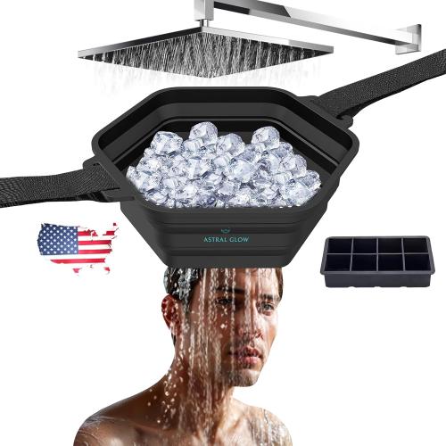 Ice Shower, Ice Plunge Tub - Cold Shower Attachment for Cryotherapy - XL Ice Cube Tray Included - Black, Instant Set-up for Convenient Ice Baths - Ice Bath Tub, Cold Shower Chiller