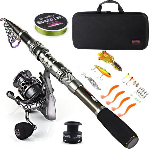Sougayilang Fishing Rod Reel Combo with Telescopic Fishing Pole Spinning Reel  for Travel Saltwater Freshwater Fishing ‼️MISSING carrier bag‼️