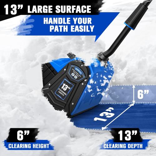 40V Cordless Snow Shovel, 13 Inch 4.0Ah Electric Snow Shovel with Directional Plate, Brushless Cordless Snow Blower for Pathway, Patio, Deck, Driveway, Blue