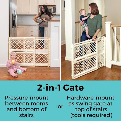 Toddleroo by North States - Supergate Ergo Baby Gate: Plastic Baby Gate for Stairs & Doorways - Adjustable Indoor Safety Gate - Made in USA - 26 to 42 Inches Wide - 26 Inches Tall - Ivory