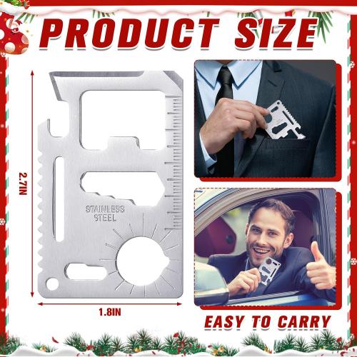 Shimeyao 12 Pcs Stocking Stuffers for Adults Men 11-in-1 Wallet Credit Card Multitool Christmas Gifts for Men Metal Stainless Steel Tool Bottle Opener for Husband Dad Adults