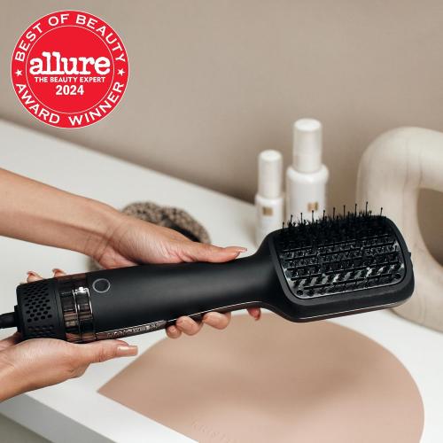Kristin Ess Hair Volumizing Blow Dryer Brush - Blowout   Hair Straightening Brush - Ceramic   Ionic - Dry, Smooth   Volumize Hair - Flat Padel Base for Faster Blowout - 3 Wind Speeds   4 Heat Settings