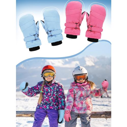 SATINIOR Kids Snow Mittens Waterproof Winter Ski Gloves Warm Thicken Snow Gloves for Girls Boys