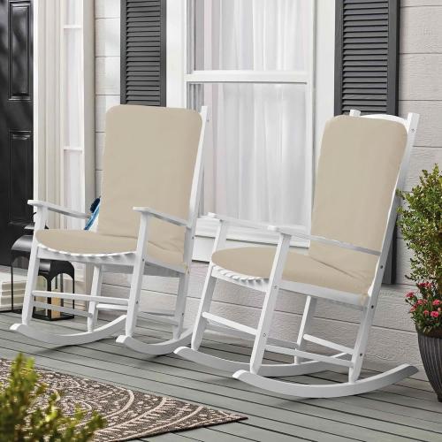 Adirondack Chair Cushion Set of 2-19''x19'' Seat & 19''x28'' Back, Outdoor Rocking Chair Cushions with Waterproof, Fade-Resistant, Removable & Machine-Washable Covers, Cream