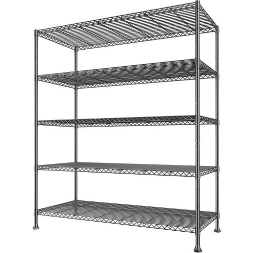 REIBII 45.5''W Storage Shelves Wire Shelving, 5 Tier Pantry Shelves for Storage Rack, Adjustable Metal Shelving for Pantry Kitchen Steel Shelving, 45.5 W x 71 H x 17.7 D