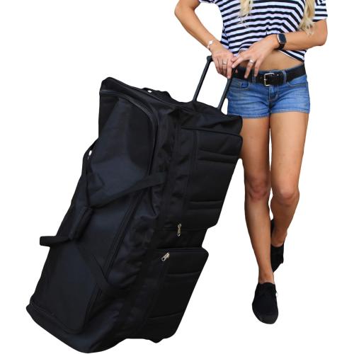 Gothamite 36-inch Rolling Duffle Bag with Wheels, Luggage Bag, Hockey Bag, XL Duffle Bag With Rollers, Heavy Duty Oversized Bag (Black)