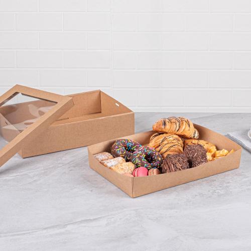 Restaurantware Kraft Paper Inserts 10 Count 13.6 x 9.3 x 2.4 Greaseproof PE Coating Freezer-Ready Disposable Sturdy Brown Paper Inserts for Take Out Food Dividers, Deli Boxes, Catering Trays